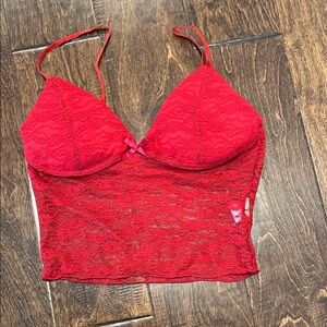 RoseSeek Red Lace Bralette Top